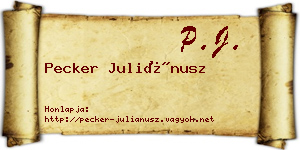 Pecker Juliánusz névjegykártya